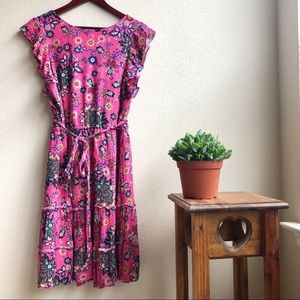 Loft Pink Flutter Tie Dress - Sz. L